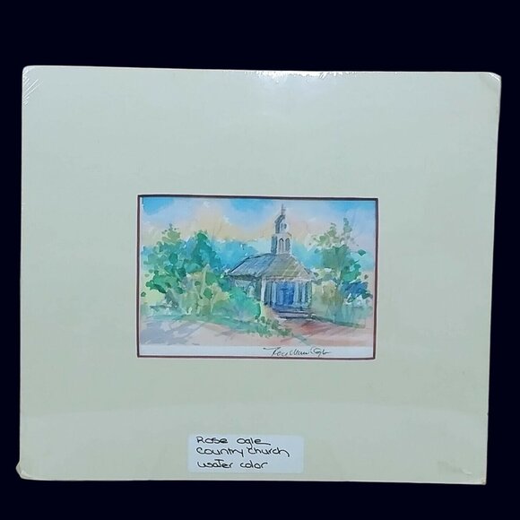 Rose Ogle Country Church Watercolor Painting Signed Original Artwork Matted - Picture 5 of 7